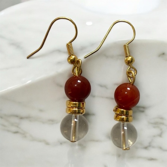 Ipsilux Jewelry - Handcrafted rose quartz and carnelian Earrings